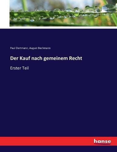 Kauf nach gemeinem Recht - Erster Teil