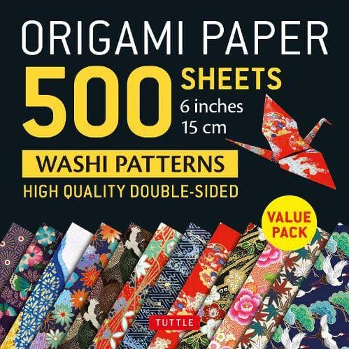 Origami Paper 500 sheets Japanese Washi Patterns 6" (15 cm) - Double-Sided Origami Sheets with 12 Different Designs (Instructions for 6 Projects Included)